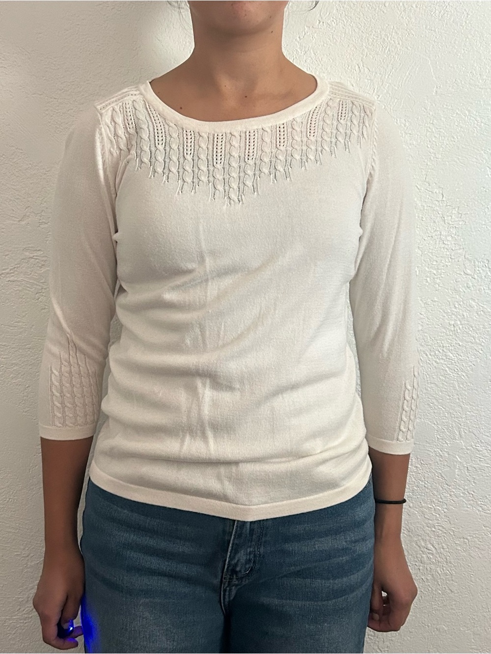H&M Cream Cable-Knit Scoop Sweater